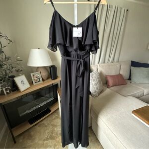 Bisou Bisou Michele Bohbot Sleeveless Belted Black Maxi Dress size 6 NWT